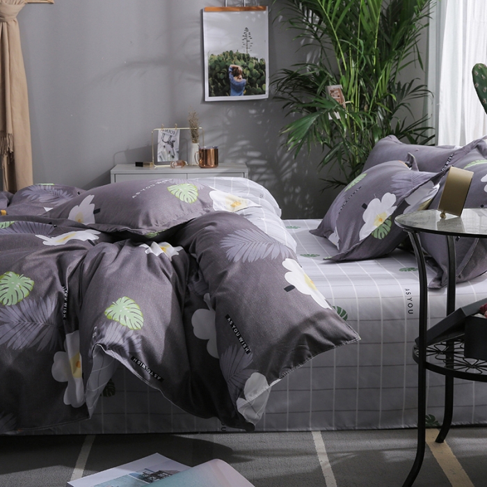 91家纺网 家纺一手货源 找家纺 米粒 2019新款芦荟棉活性印花套件 花语幽情