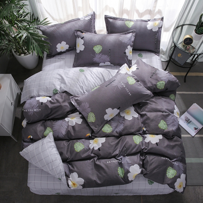 91家纺网 家纺一手货源 找家纺 米粒 2019新款芦荟棉活性印花套件 花语幽情