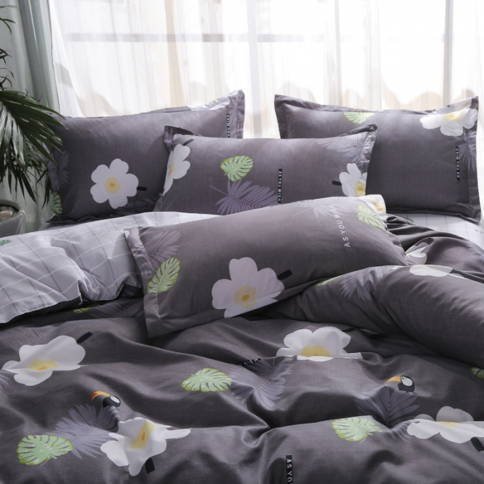 91家纺网 家纺一手货源 找家纺 米粒 2019新款芦荟棉活性印花套件 花语幽情