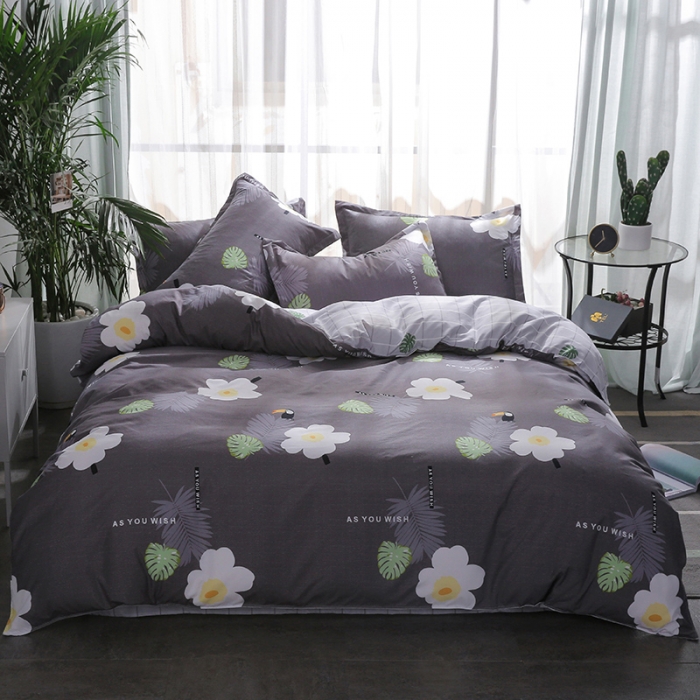 91家纺网 家纺一手货源 找家纺 米粒 2019新款芦荟棉活性印花套件 花语幽情