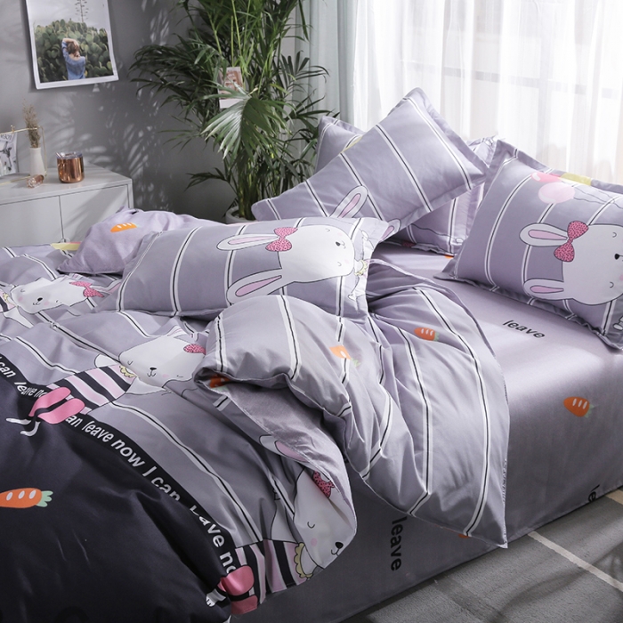 91家纺网 家纺一手货源 找家纺 米粒 2019新款芦荟棉活性印花套件 兔小姐