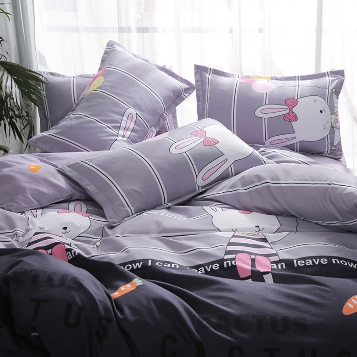 91家纺网 家纺一手货源 找家纺 米粒 2019新款芦荟棉活性印花套件 兔小姐