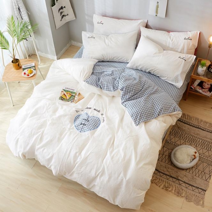 91家纺网 家纺一手货源 找家纺 （总）久典家纺 2018新色织水洗棉绣花四件套潘多拉系列