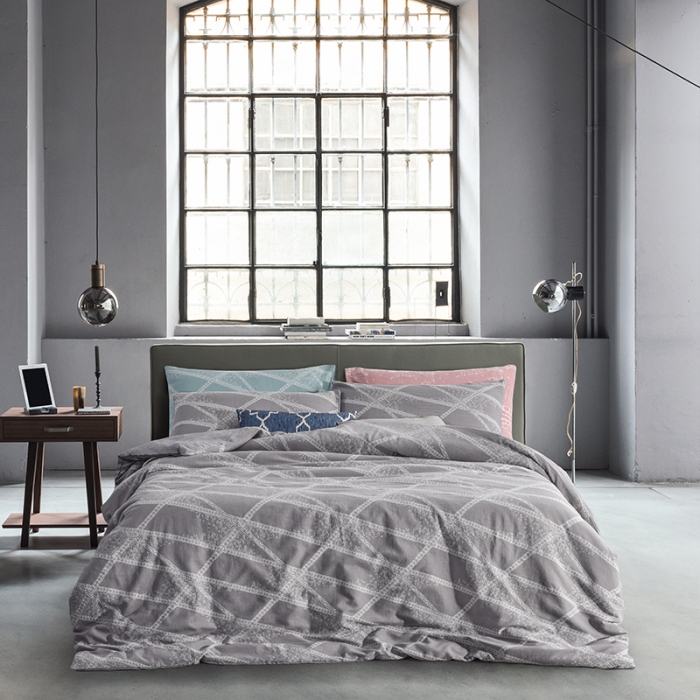 91家纺网 家纺一手货源 找家纺 久典家纺 2018新款60S色织水洗大提花四件套品味格韵-灰