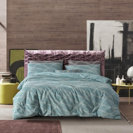 久典家纺 2018新款60S色织水洗大提花四件套品味格韵-绿