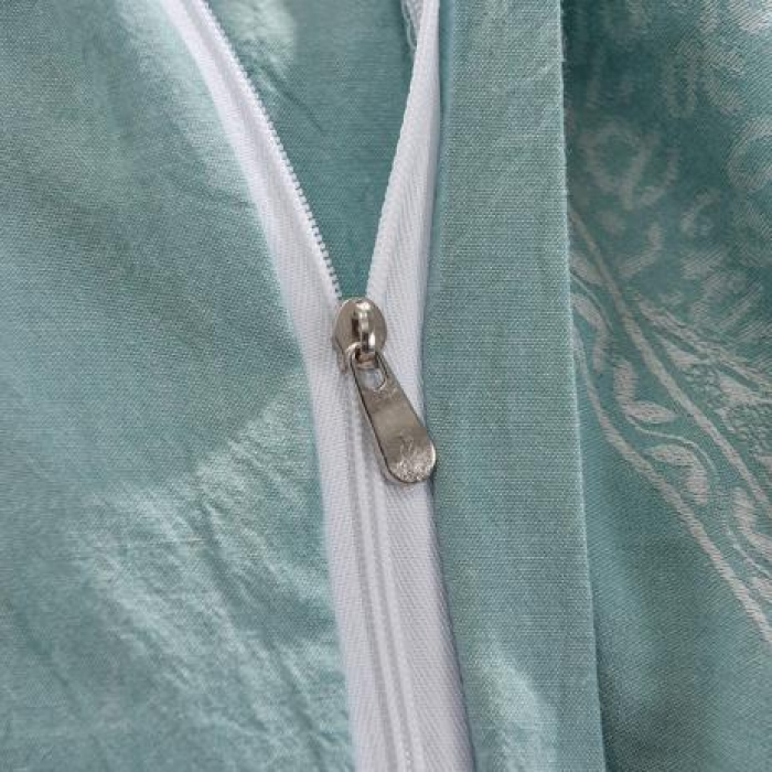 91家纺网 家纺一手货源 找家纺 久典家纺 2018新款60S色织水洗大提花四件套品味格韵-绿