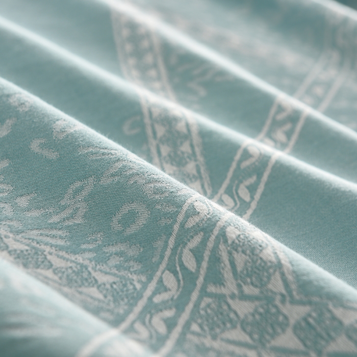 91家纺网 家纺一手货源 找家纺 久典家纺 2018新款60S色织水洗大提花四件套品味格韵-绿