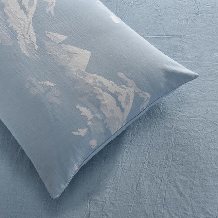 91家纺网 家纺一手货源 找家纺 久典家纺 2018新款60S色织水洗大提花四件套山水如画-兰