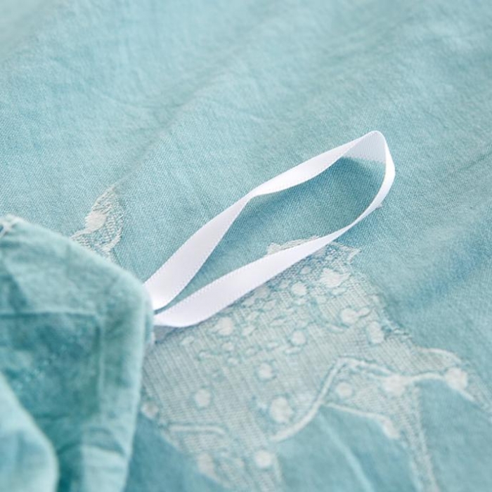 91家纺网 家纺一手货源 找家纺 久典家纺 2018新款60S色织水洗大提花四件套 逐园-淡绿