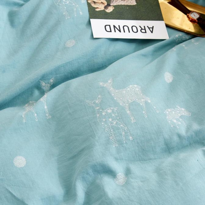 91家纺网 家纺一手货源 找家纺 久典家纺 2018新款60S色织水洗大提花四件套 逐园-淡绿