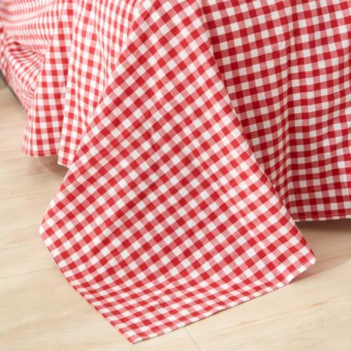 91家纺网 家纺一手货源 找家纺 久典家纺 2018新色织水洗棉绣花四件套潘多拉系列 粉格