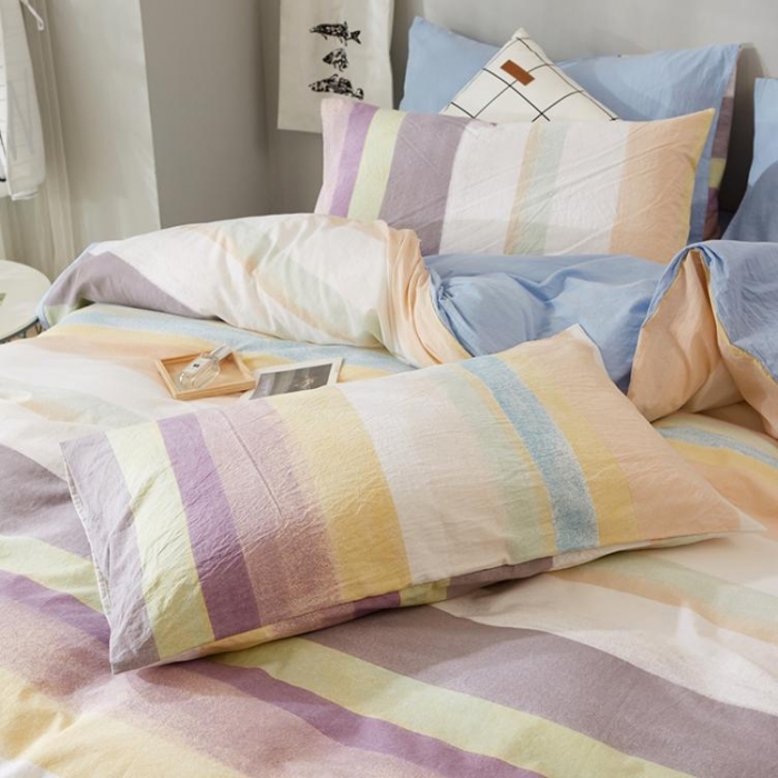 91家纺网 家纺一手货源 找家纺 久典家纺 2018新款全棉水洗棉印花四件套 缎条