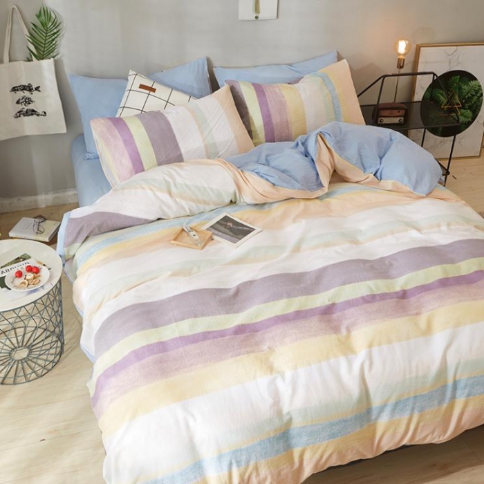 91家纺网 家纺一手货源 找家纺 久典家纺 2018新款全棉水洗棉印花四件套 缎条