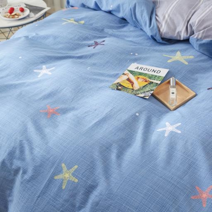 91家纺网 家纺一手货源 找家纺 久典家纺 2018新款全棉水洗棉印花四件套 海星