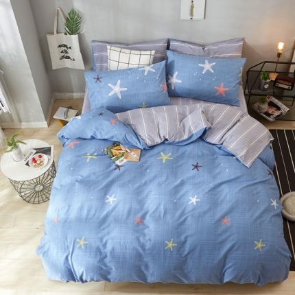 久典家纺 2018新款全棉水洗棉印花四件套 海星