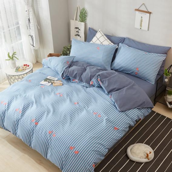 91家纺网 家纺一手货源 找家纺 久典家纺 2018新款全棉水洗棉印花四件套 火烈鸟