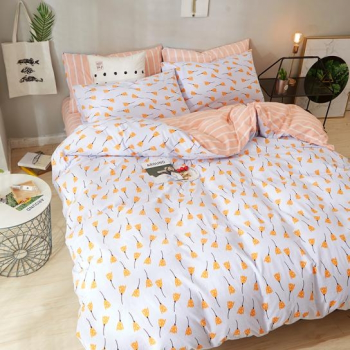 91家纺网 家纺一手货源 找家纺 久典家纺 2018新款全棉水洗棉印花四件套 浅浅