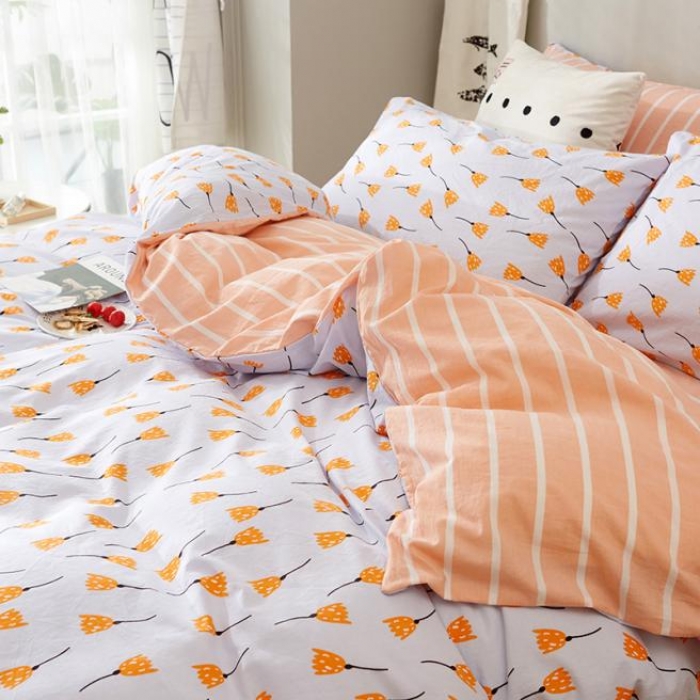 91家纺网 家纺一手货源 找家纺 久典家纺 2018新款全棉水洗棉印花四件套 浅浅