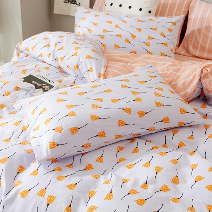 91家纺网 家纺一手货源 找家纺 久典家纺 2018新款全棉水洗棉印花四件套 浅浅