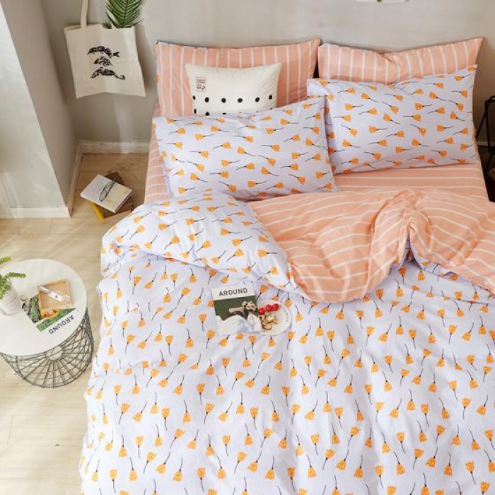 91家纺网 家纺一手货源 找家纺 久典家纺 2018新款全棉水洗棉印花四件套 浅浅