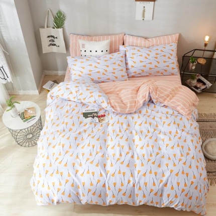 91家纺网 家纺一手货源 找家纺 久典家纺 2018新款全棉水洗棉印花四件套 浅浅