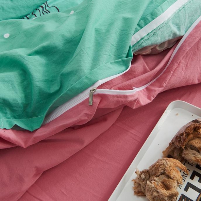 91家纺网 家纺一手货源 找家纺 久典家纺 2018新款全棉水洗棉印花四件套 冰激淋-绿