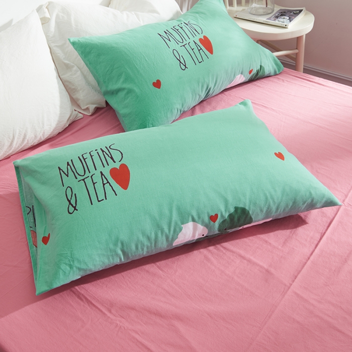 91家纺网 家纺一手货源 找家纺 久典家纺 2018新款全棉水洗棉印花四件套 冰激淋-绿