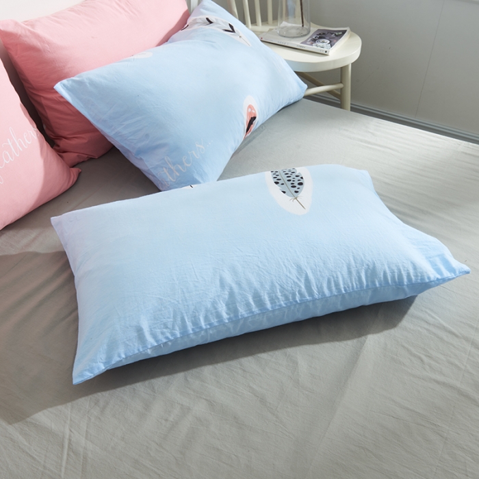 91家纺网 家纺一手货源 找家纺 久典家纺 2018新款全棉水洗棉印花四件套 羽毛-兰