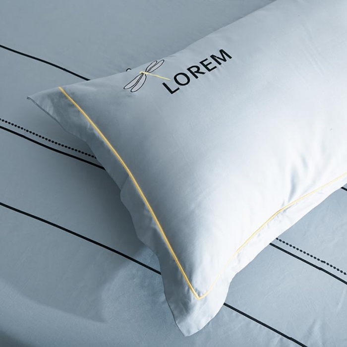 91家纺网 家纺一手货源 找家纺 久典家纺 2019年60S长绒棉蜻蜓绣四件套 灰色