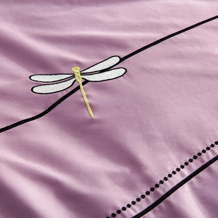 91家纺网 家纺一手货源 找家纺 久典家纺 2019年60S长绒棉蜻蜓绣四件套 紫色