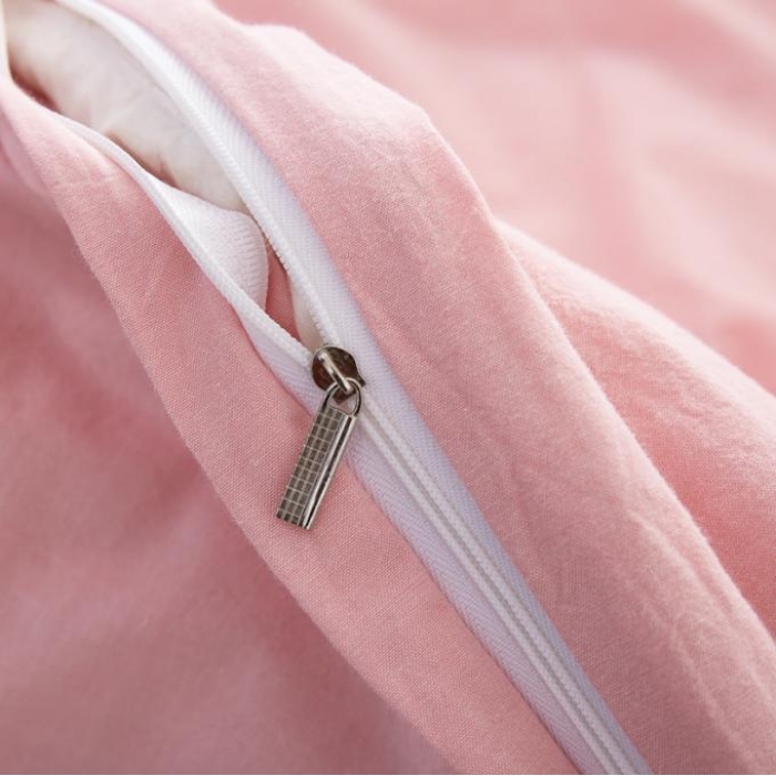 91家纺网 家纺一手货源 找家纺 久典家纺 色织水洗棉基础款纯色系列四件套床单款 初恋粉