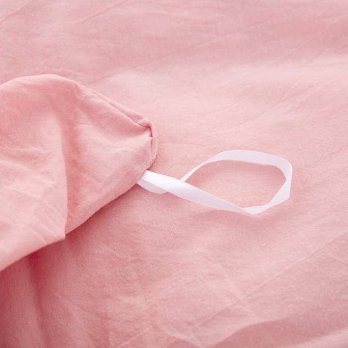 91家纺网 家纺一手货源 找家纺 久典家纺 色织水洗棉基础款纯色系列四件套床单款 初恋粉