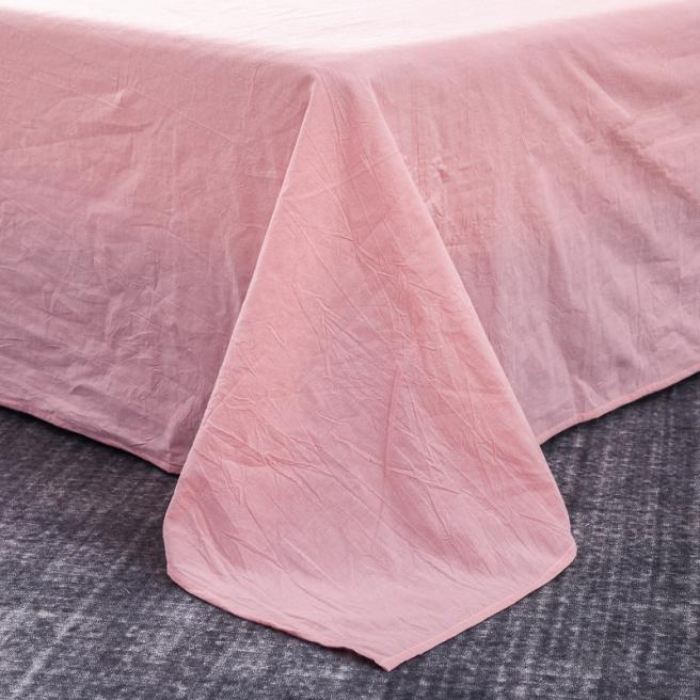 91家纺网 家纺一手货源 找家纺 久典家纺 色织水洗棉基础款纯色系列四件套床单款 初恋粉