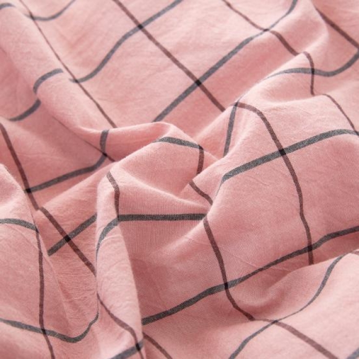 91家纺网 家纺一手货源 找家纺 久典家纺 色织水洗棉基础款中格系列四件套床单款 中粉格