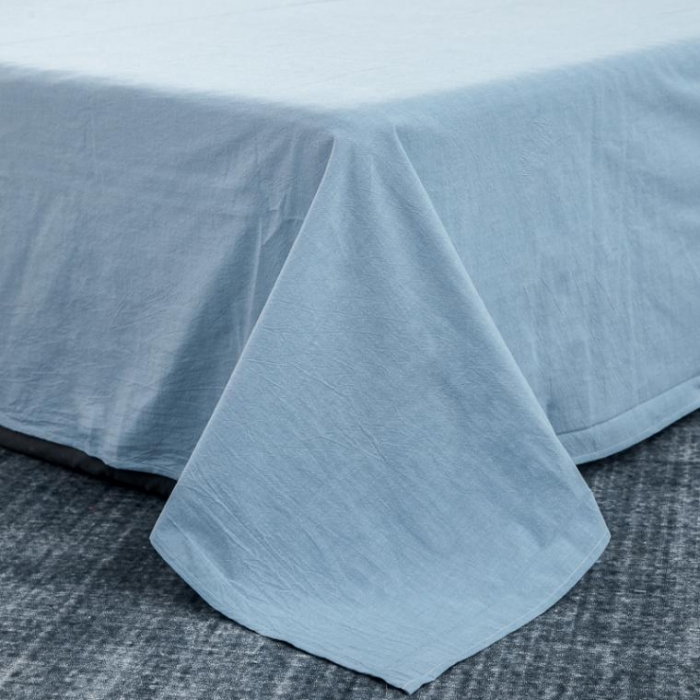 91家纺网 家纺一手货源 找家纺 久典家纺 色织水洗棉基础款纯色系列单品床单 浅水蓝