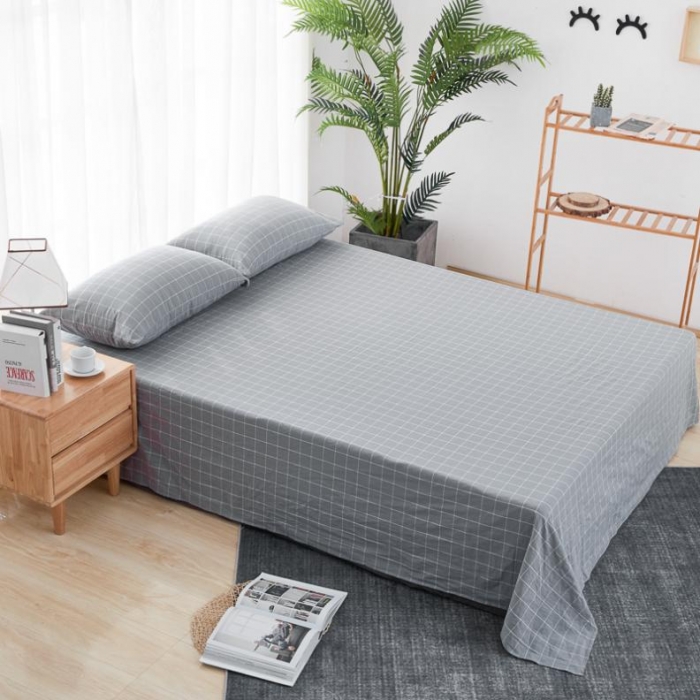 91家纺网 家纺一手货源 找家纺 久典家纺 色织水洗棉基础款中格系列单品床单 中灰格