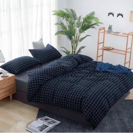 久典家纺 色织水洗棉基础款中格系列四件套床单款 暖冬格