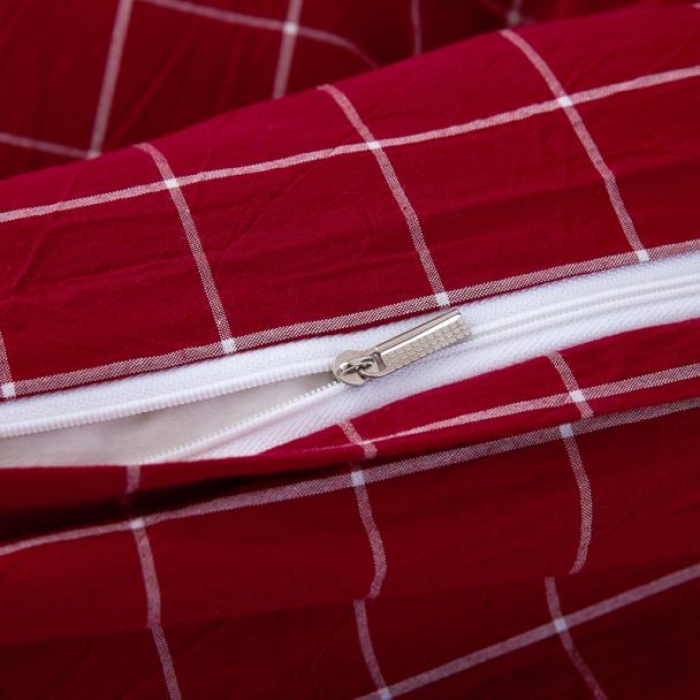 91家纺网 家纺一手货源 找家纺 久典家纺 色织水洗棉基础款中格系列四件套床单款 盛夏格