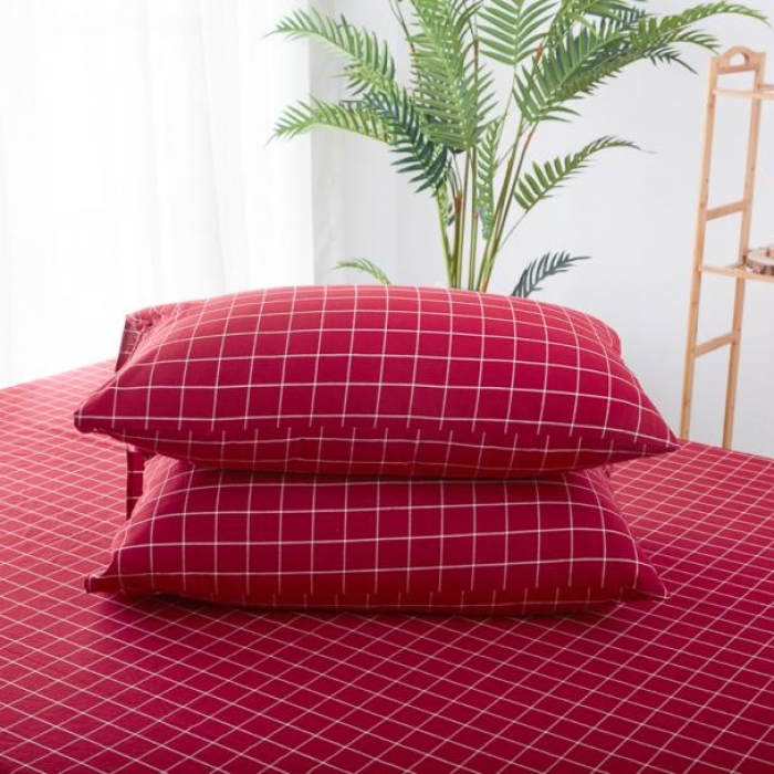 91家纺网 家纺一手货源 找家纺 久典家纺 色织水洗棉基础款中格系列四件套床单款 盛夏格