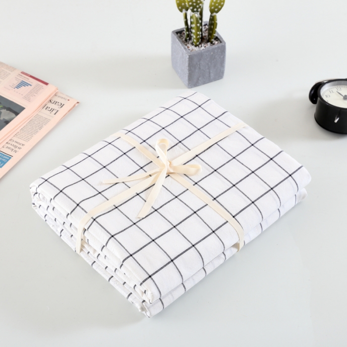 91家纺网 家纺一手货源 找家纺 久典家纺 色织水洗棉基础款中格系列四件套床单款 晚秋格