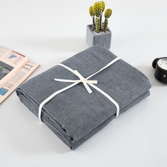 91家纺网 家纺一手货源 找家纺 久典家纺 色织水洗棉基础款纯色系列四件套床单款 黑灰色