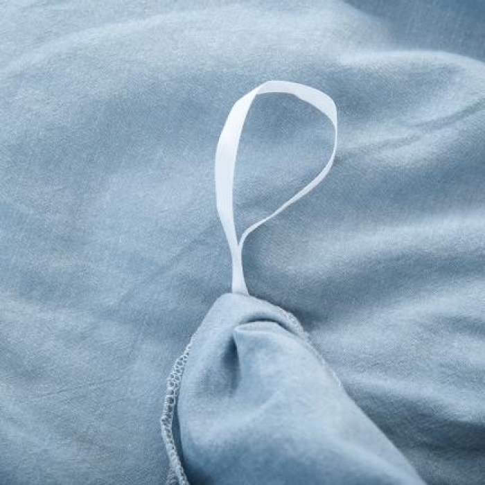 91家纺网 家纺一手货源 找家纺 久典家纺 色织水洗棉基础款纯色系列四件套床单款 浅水蓝