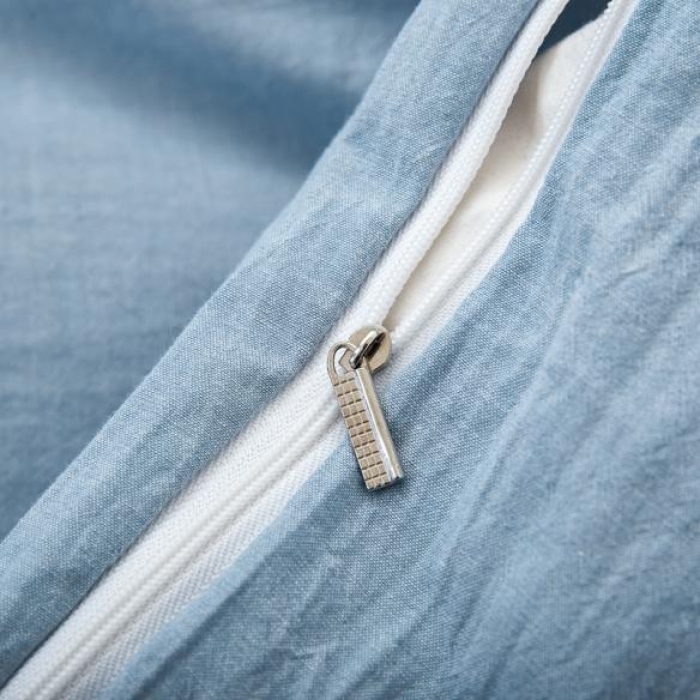 91家纺网 家纺一手货源 找家纺 久典家纺 色织水洗棉基础款纯色系列四件套床单款 浅水蓝