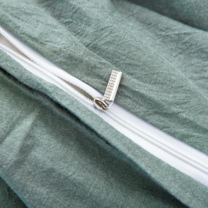 91家纺网 家纺一手货源 找家纺 久典家纺 色织水洗棉基础款纯色系列四件套床单款 清新绿