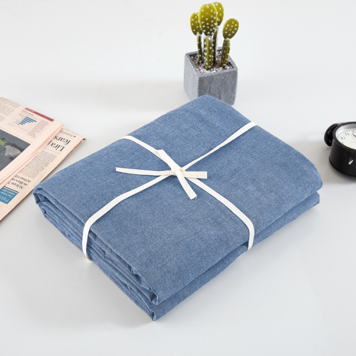 91家纺网 家纺一手货源 找家纺 久典家纺 色织水洗棉基础款纯色系列四件套床单款 运动蓝