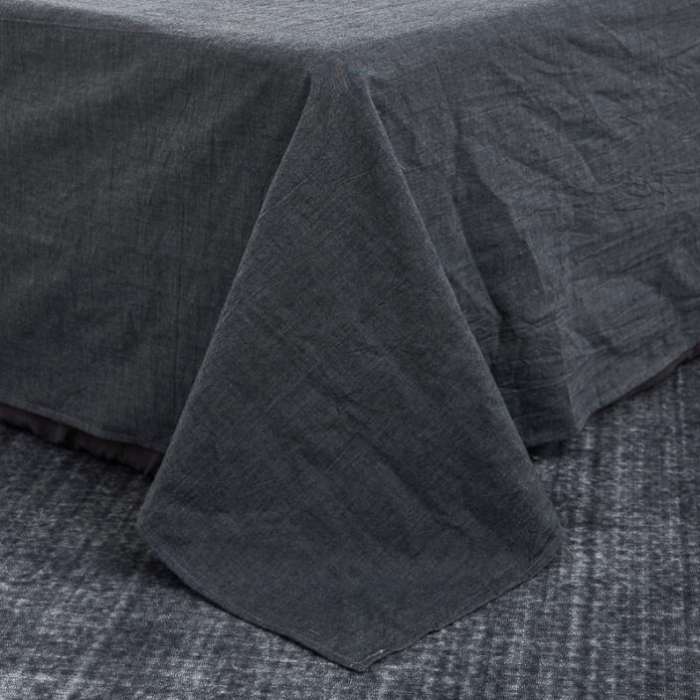 91家纺网 家纺一手货源 找家纺 久典家纺 色织水洗棉基础款纯色系列单品床单 黑灰色