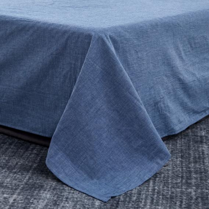 91家纺网 家纺一手货源 找家纺 久典家纺 色织水洗棉基础款纯色系列单品床单 运动蓝