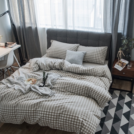 久典家纺2019色织水洗棉基础款系列汇总四件套床单款米渐变格