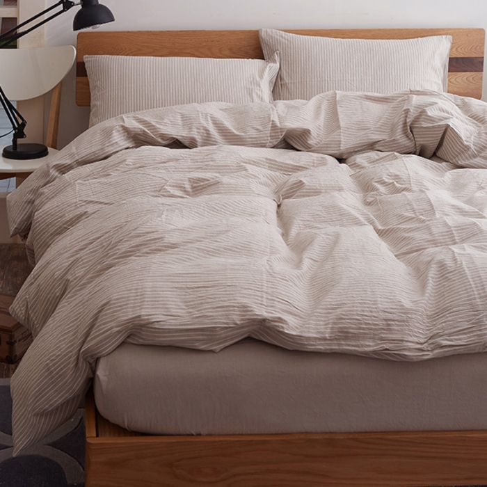 91家纺网 家纺一手货源 找家纺 久典家纺2019色织水洗棉基础款系列汇总四件套床单款 米细条