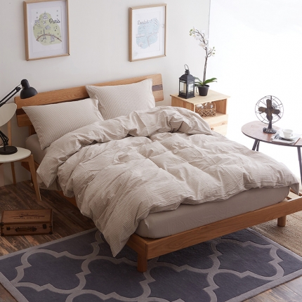 久典家纺2019色织水洗棉基础款系列汇总四件套床单款 米细条